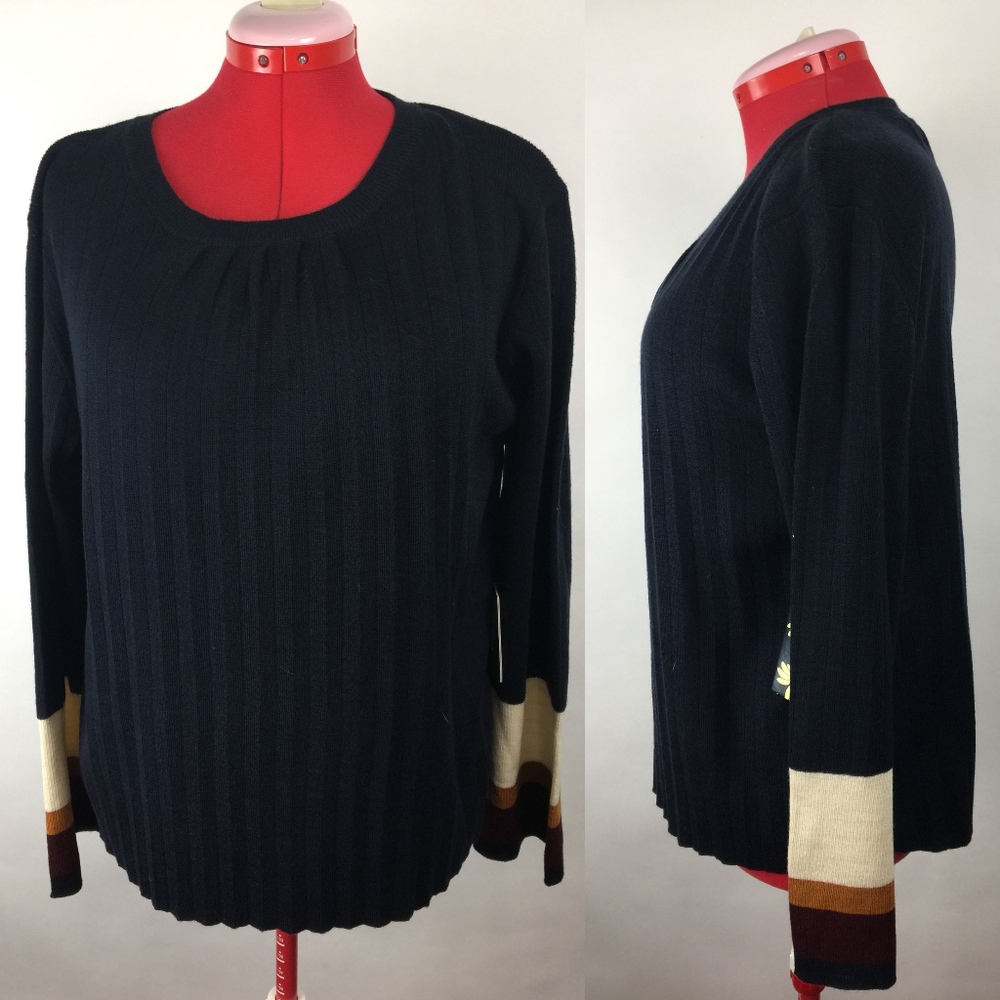 Cliché Sweater in Navy Brown & Cream Size XL NWT